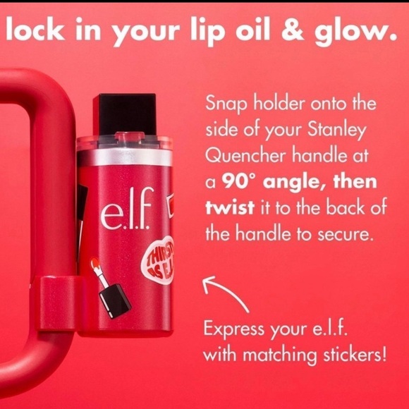 💋 Elf Cosmetics Tumbler Lip Oil Holder Clip On - honey talks - fits Stanley cup - Picture 5 of 5